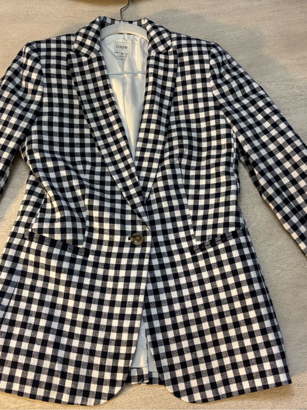 Navy & White Gingham Linen-Cotton Shell Top